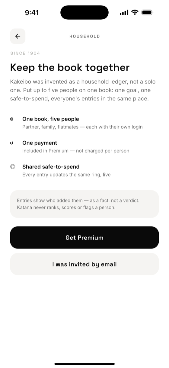 Shared household — one book for up to five people